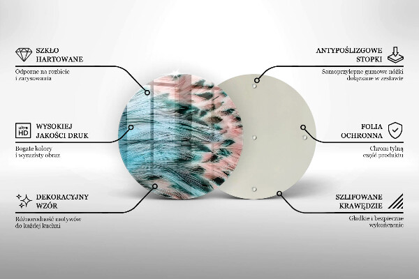 Tagliere in vetro Piume di uccelli boho