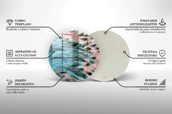 Tagliere in vetro Piume di uccelli boho