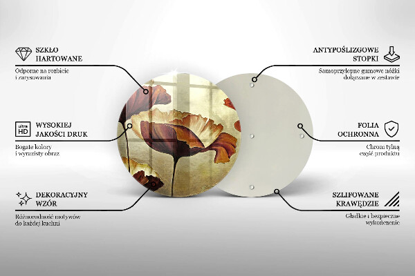 Tagliere in vetro Fiori boho dipinti