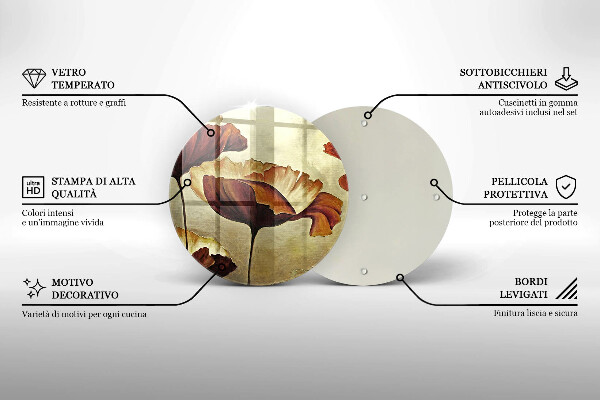 Tagliere in vetro Fiori boho dipinti