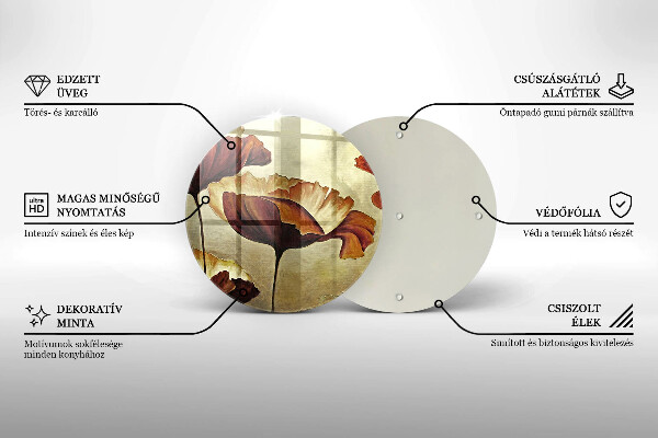 Tagliere in vetro Fiori boho dipinti