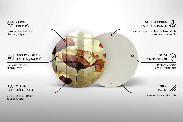 Tagliere in vetro Fiori boho dipinti