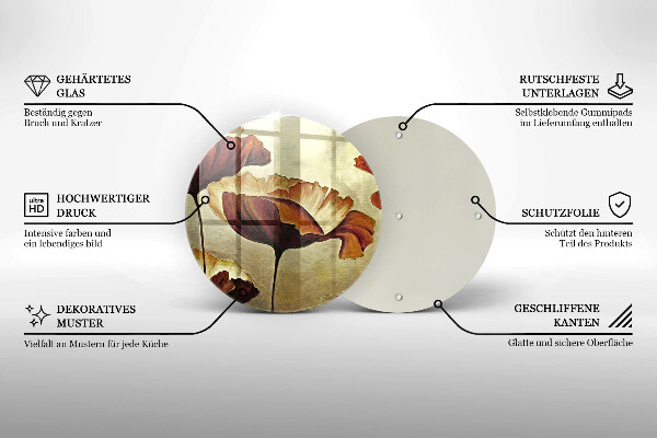 Tagliere in vetro Fiori boho dipinti