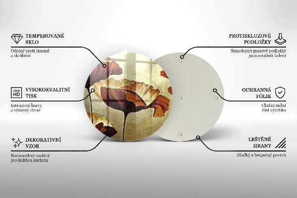 Tagliere in vetro Fiori boho dipinti