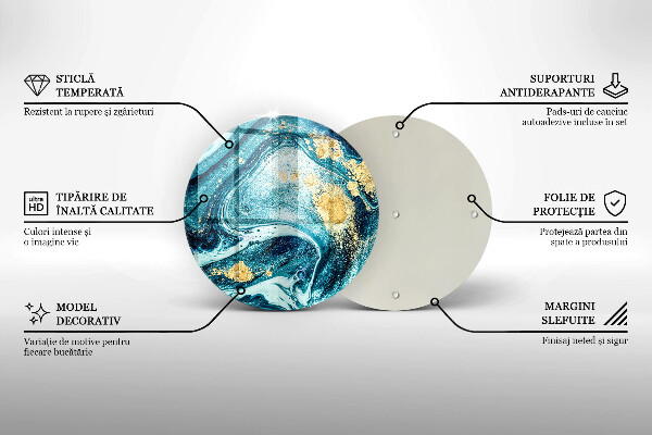 Tagliere in vetro temperato Astrazione dell'oro blu