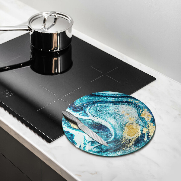 Tagliere in vetro temperato Astrazione dell'oro blu