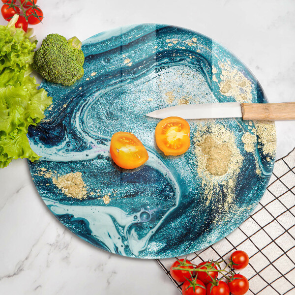 Tagliere in vetro temperato Astrazione dell'oro blu