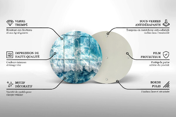 Tagliere in vetro temperato Onde dell'acqua di mare