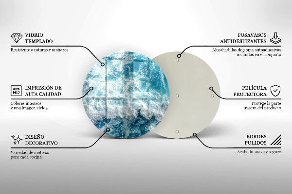 Tagliere in vetro temperato Onde dell'acqua di mare