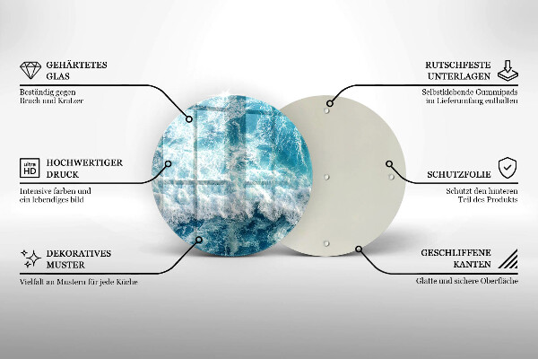 Tagliere in vetro temperato Onde dell'acqua di mare