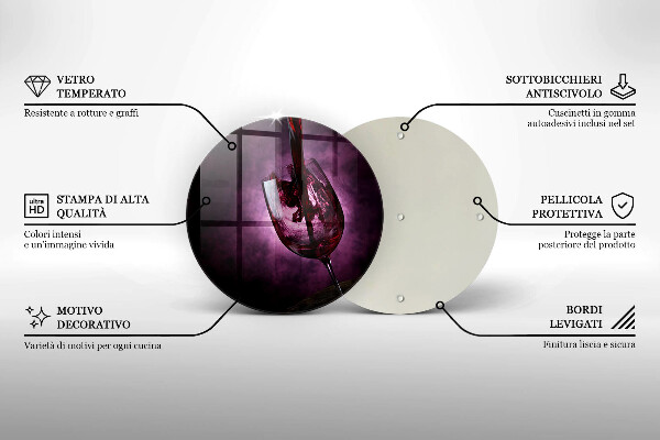 Tagliere in vetro Un bicchiere di vino