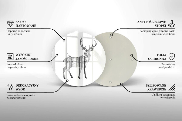 Tagliere in vetro Illustrazione dei cervi e della foresta