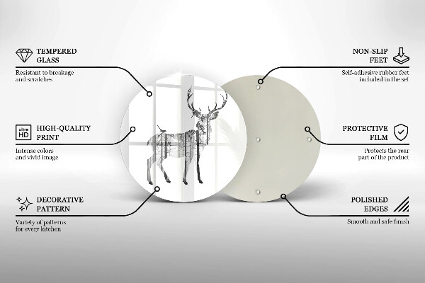 Tagliere in vetro Illustrazione dei cervi e della foresta