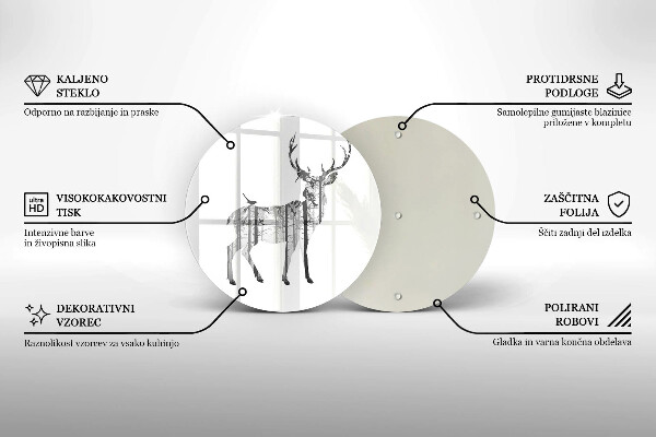 Tagliere in vetro Illustrazione dei cervi e della foresta