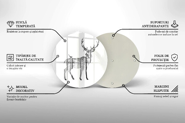Tagliere in vetro Illustrazione dei cervi e della foresta