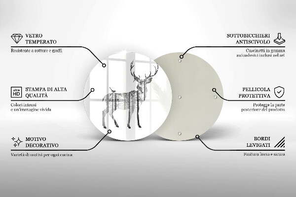 Tagliere in vetro Illustrazione dei cervi e della foresta
