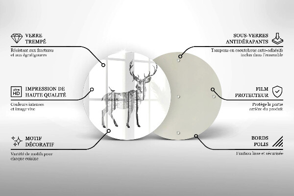 Tagliere in vetro Illustrazione dei cervi e della foresta