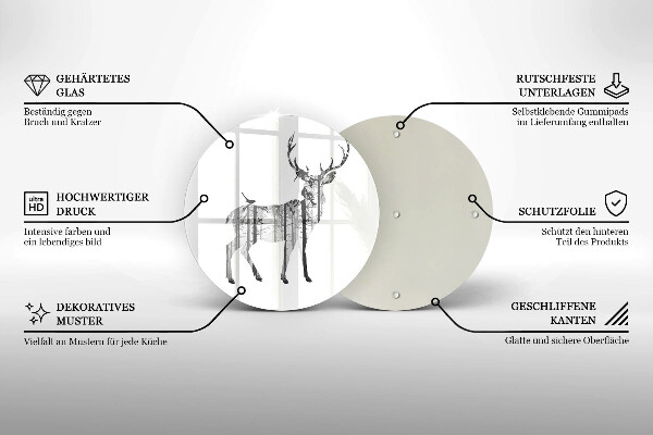 Tagliere in vetro Illustrazione dei cervi e della foresta