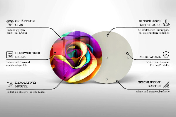 Tagliere in vetro Petali di rosa colorati