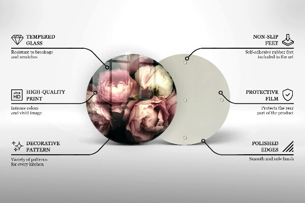 Tagliere in vetro Fiori di peonia