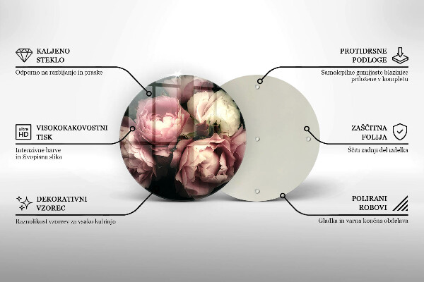 Tagliere in vetro Fiori di peonia