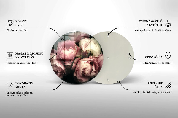 Tagliere in vetro Fiori di peonia