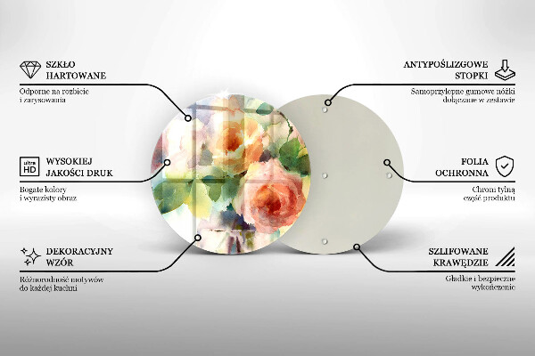 Tagliere in vetro Fiori dipinti