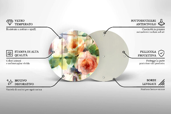 Tagliere in vetro Fiori dipinti