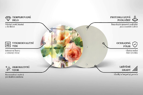 Tagliere in vetro Fiori dipinti