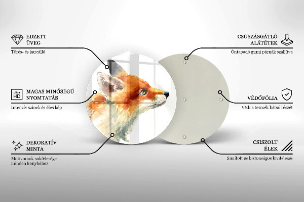 Tagliere in vetro Volpe dipinta