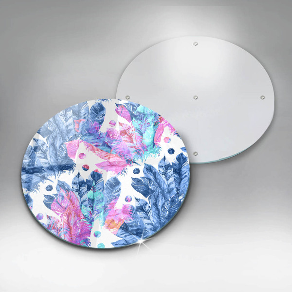 Tagliere in vetro Illustrazione di piume boho