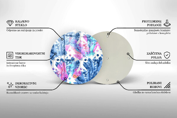 Tagliere in vetro Illustrazione di piume boho