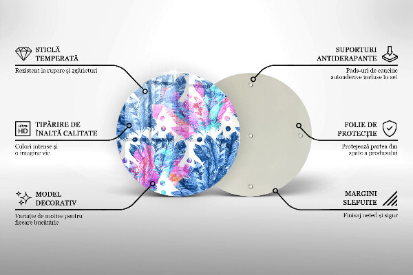 Tagliere in vetro Illustrazione di piume boho