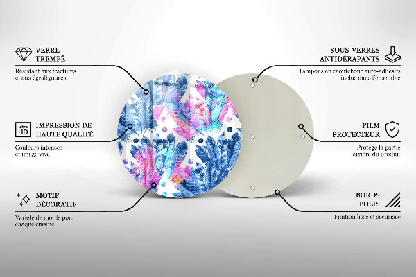 Tagliere in vetro Illustrazione di piume boho