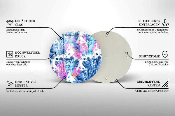 Tagliere in vetro Illustrazione di piume boho