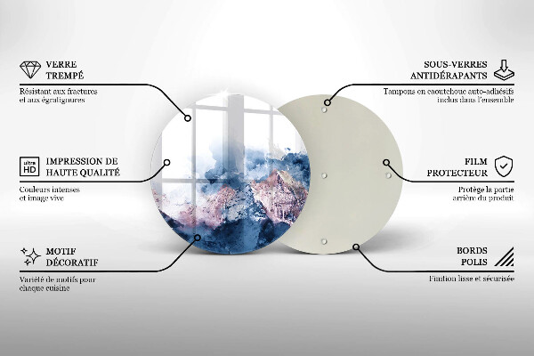 Tagliere in vetro temperato Montagne dipinte astratte