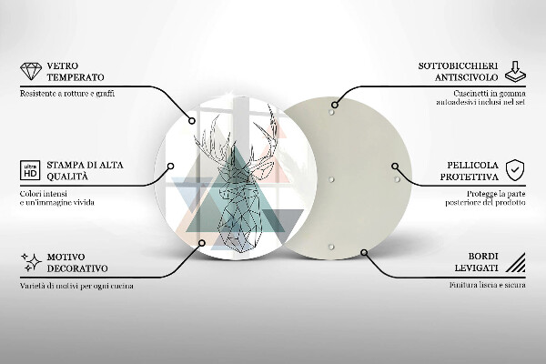 Tagliere in vetro temperato Cervi astratti