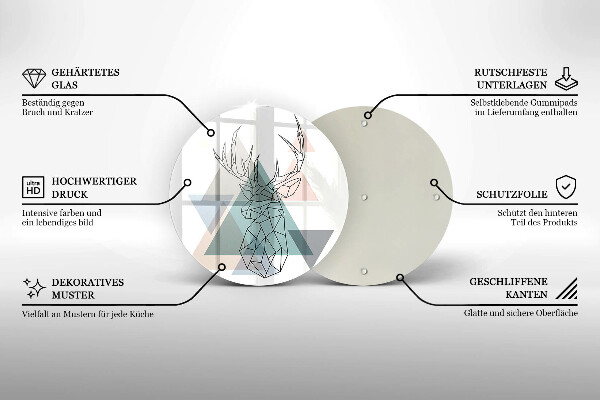 Tagliere in vetro temperato Cervi astratti