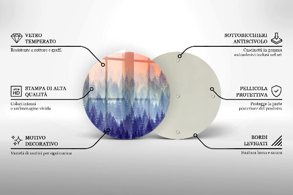 Tagliere in vetro temperato Foresta al tramonto