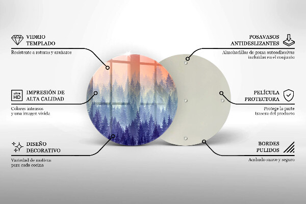 Tagliere in vetro temperato Foresta al tramonto