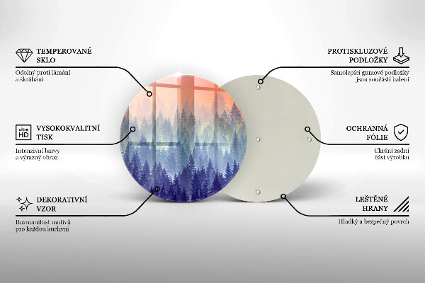 Tagliere in vetro temperato Foresta al tramonto