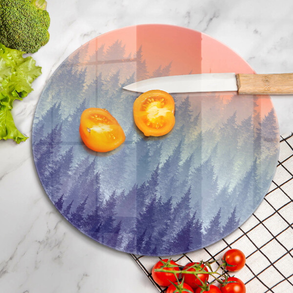 Tagliere in vetro temperato Foresta al tramonto