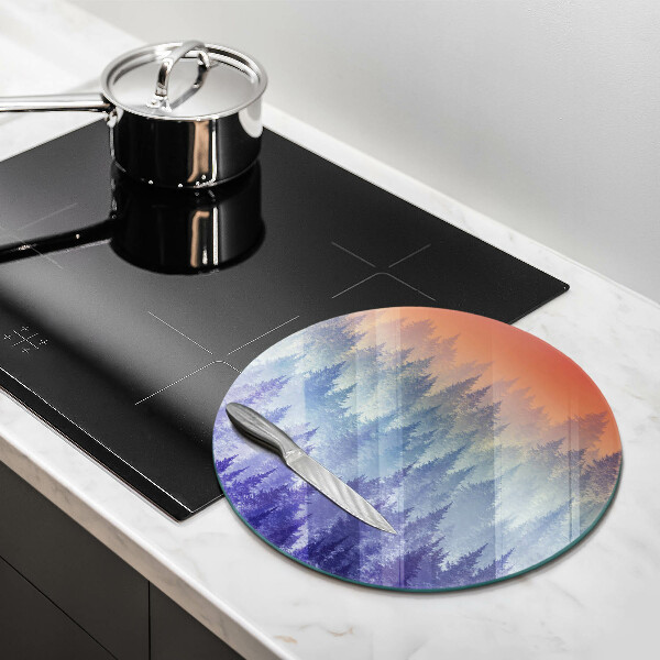 Tagliere in vetro temperato Foresta al tramonto