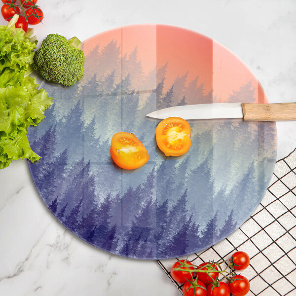 Tagliere in vetro temperato Foresta al tramonto