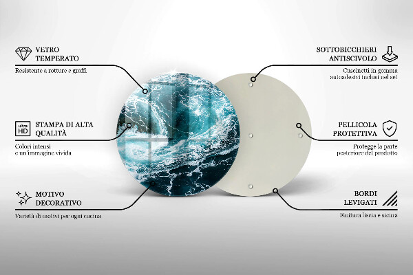 Tagliere in vetro temperato Onde d'acqua schiumose