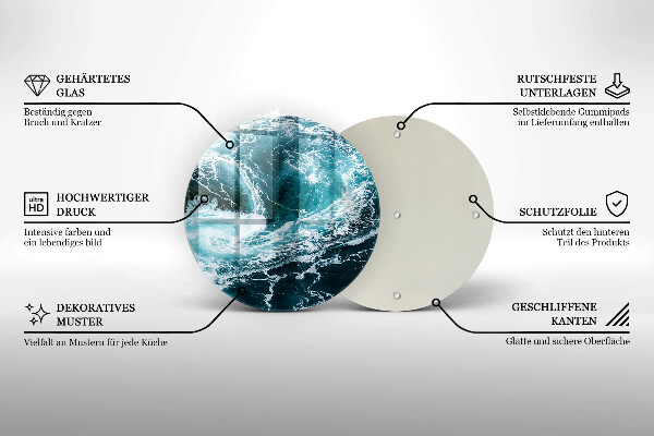 Tagliere in vetro temperato Onde d'acqua schiumose