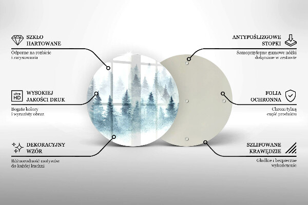 Tagliere in vetro temperato Foresta invernale dipinta