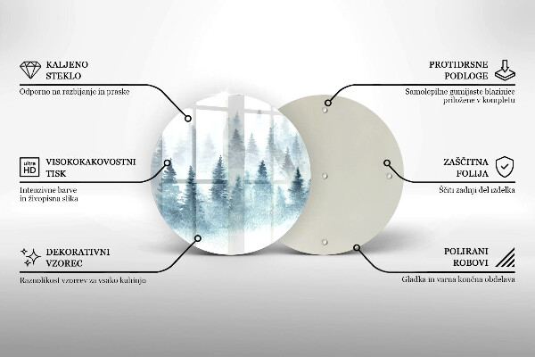 Tagliere in vetro temperato Foresta invernale dipinta
