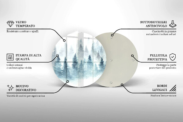Tagliere in vetro temperato Foresta invernale dipinta