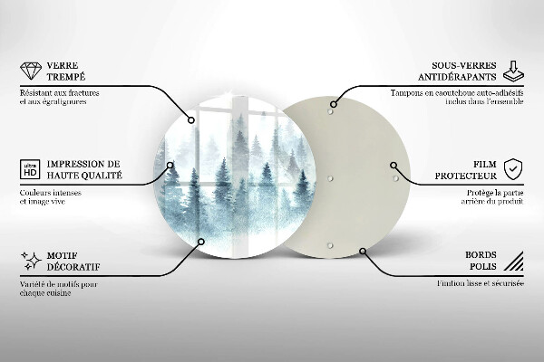 Tagliere in vetro temperato Foresta invernale dipinta